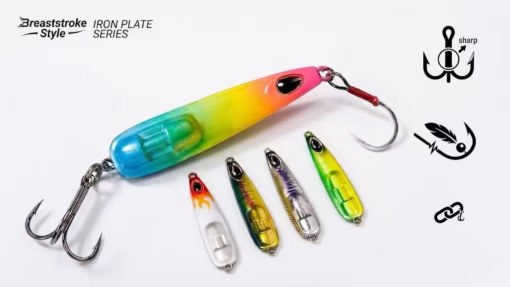 Rainbow gradient iron plate, sharp treble hook poised — not just bait, but a silent strike waiting to happen.