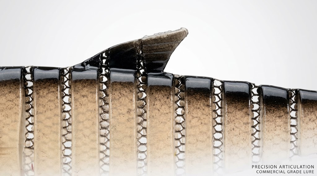 Precision articulation commercial grade lure mesh joint close-up