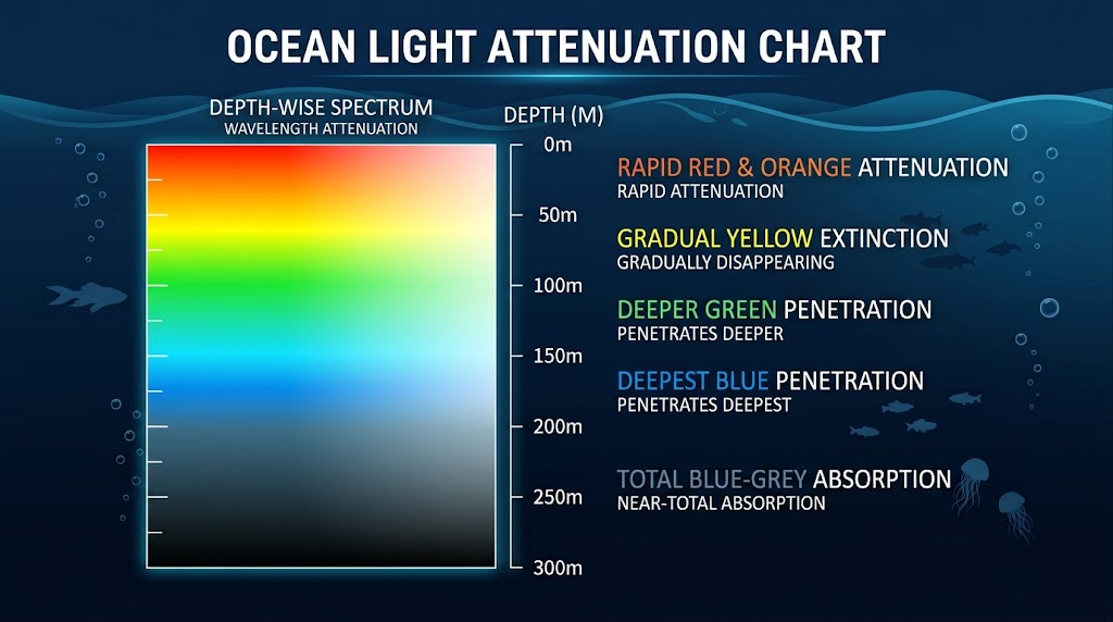 Ocean Light Attenuation Depth Chart
